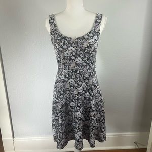Lauren Conrad Sleeveless Black Dress with Purples & Blues Floral Print Sundress